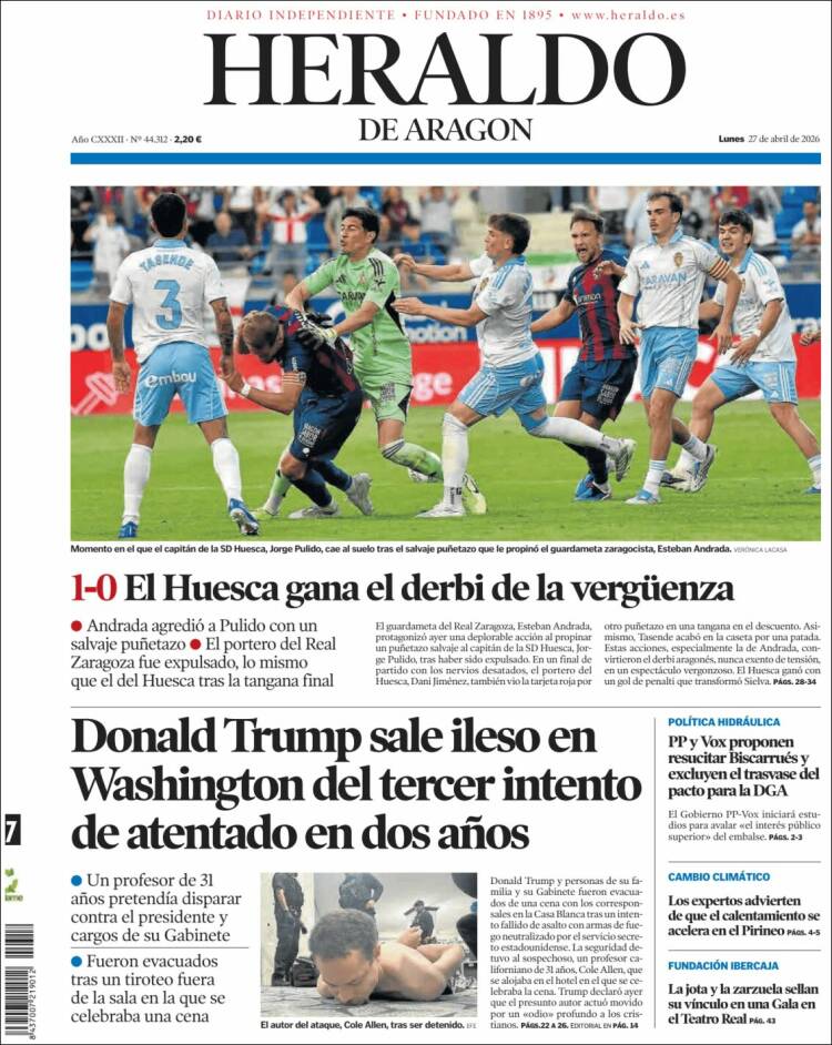 Portada de Heraldo de Aragón (Espa&ntilde;a)