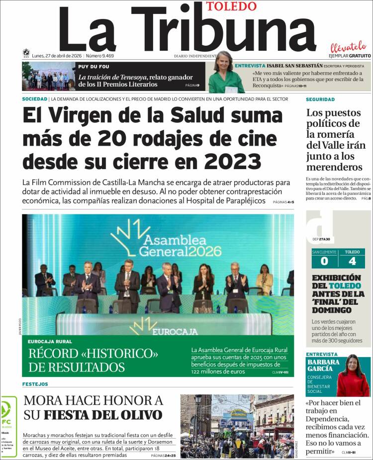 Portada de La Tribuna de Toledo (Espa&ntilde;a)