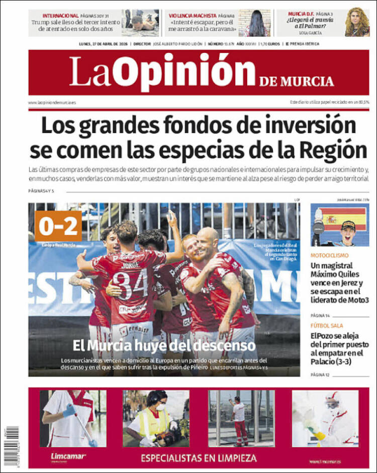 Portada de La Opinión de Murcia (Espa&ntilde;a)