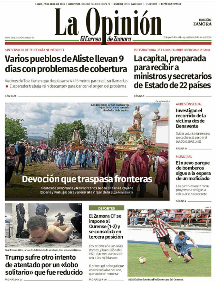 Portada de La Opinión - El Correo de Zamora (Espa&ntilde;a)