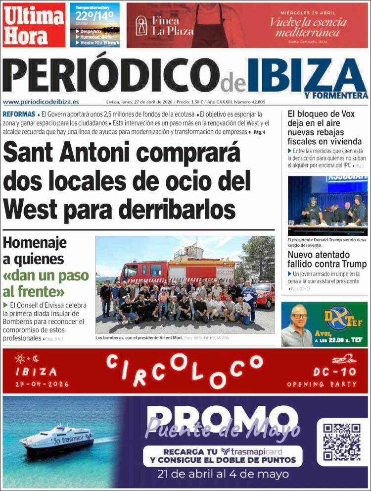 Portada de Periódico de Ibiza (Espa&ntilde;a)