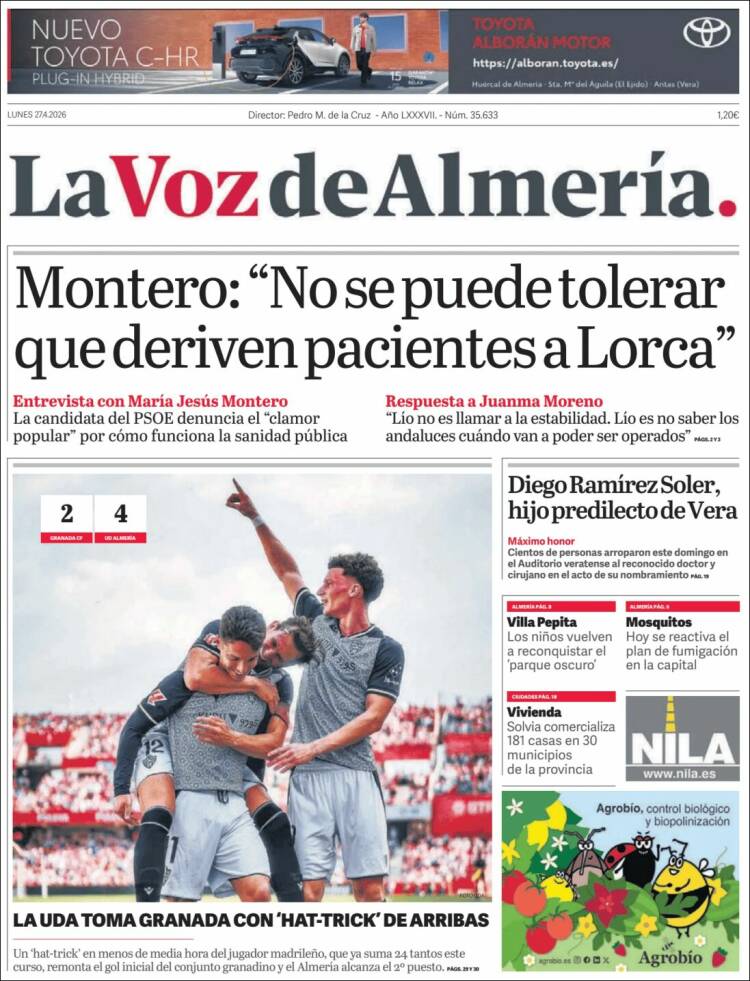 Portada de La Voz de Almería (Espa&ntilde;a)