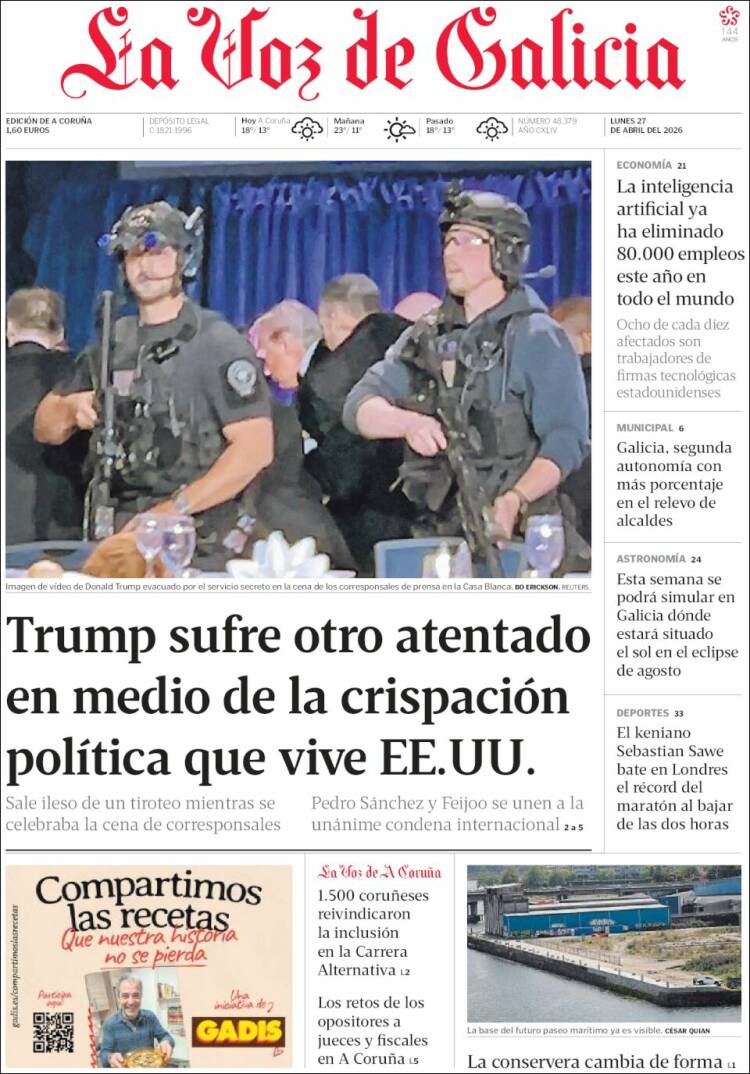 Portada de La Voz de Galicia (Espa&ntilde;a)