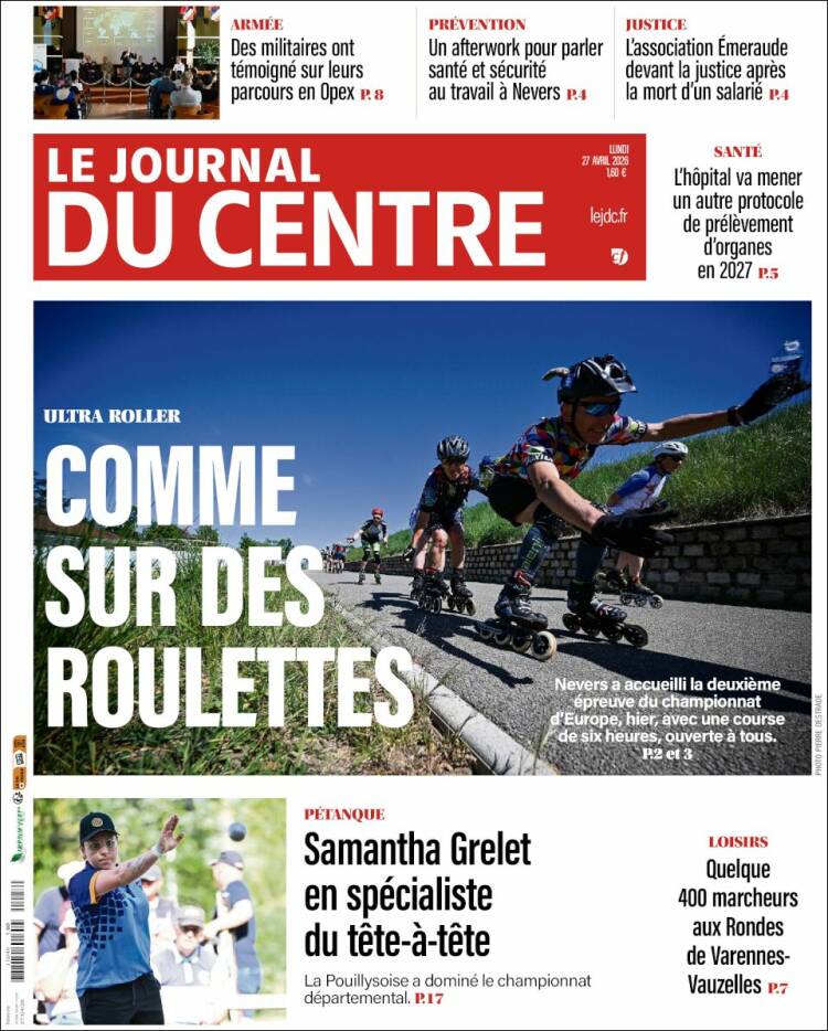 Portada de Le Journal du Centre (Francia)
