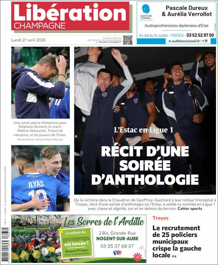 Portada de Libération Champagne (Francia)