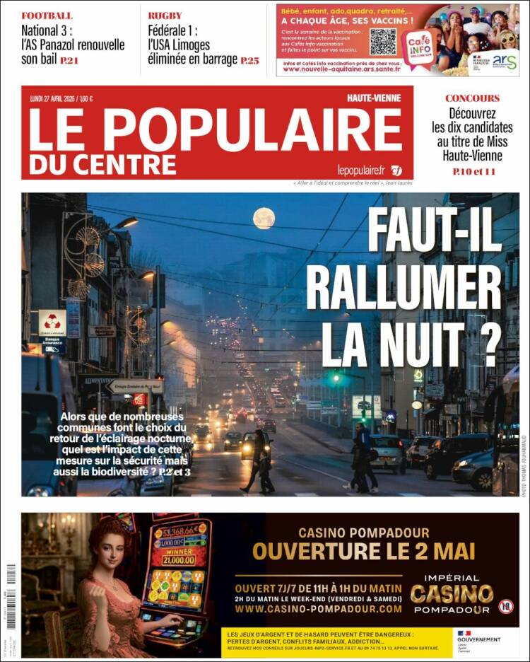 Portada de Le Populaire du Centre (Francia)