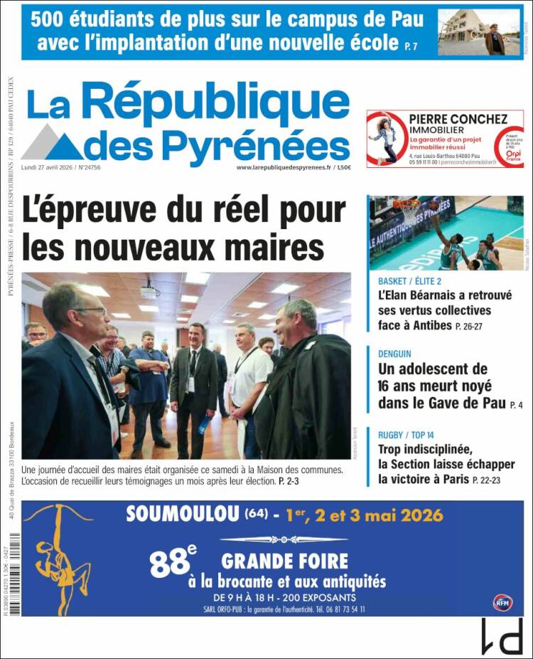Portada de La République des Pyrénées (Francia)