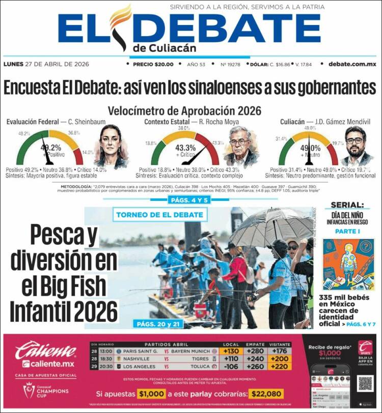 Portada de El Debate de Culiacán (M&eacute;xico)