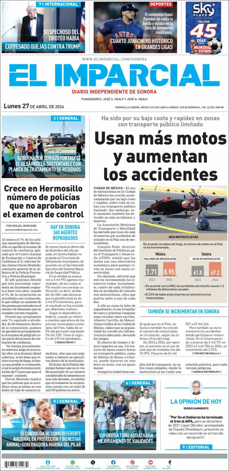 Portada de El Imparcial (M&eacute;xico)