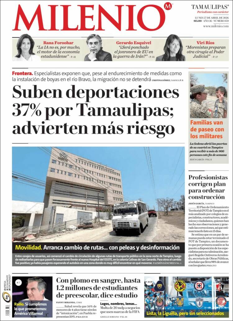 Portada de Milenio - Tamaulipas (M&eacute;xico)
