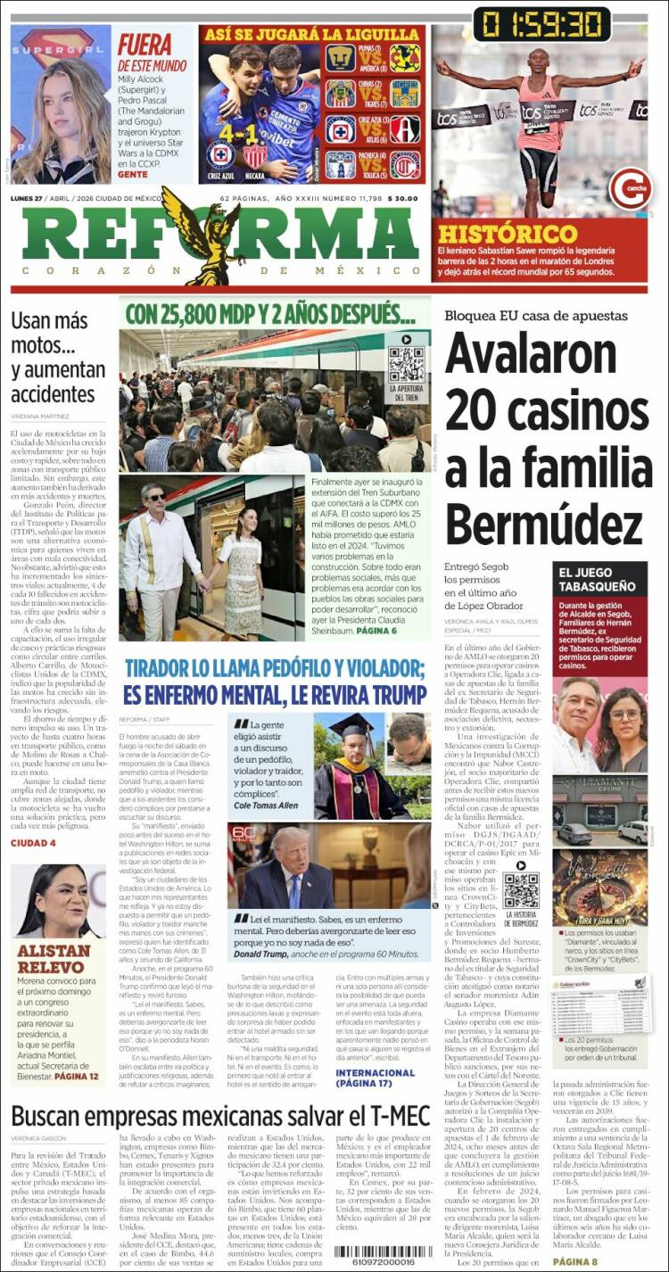Portada de Reforma (M&eacute;xico)