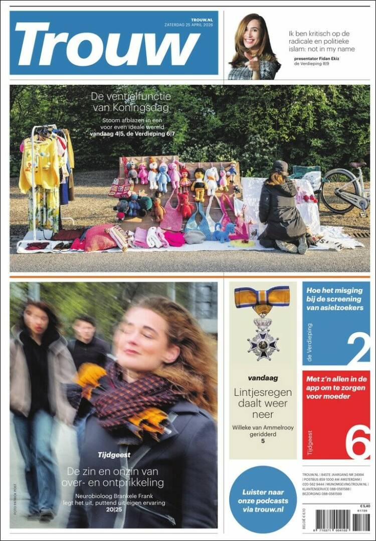 Portada de Trouw (Pa&iacute;ses Bajos)