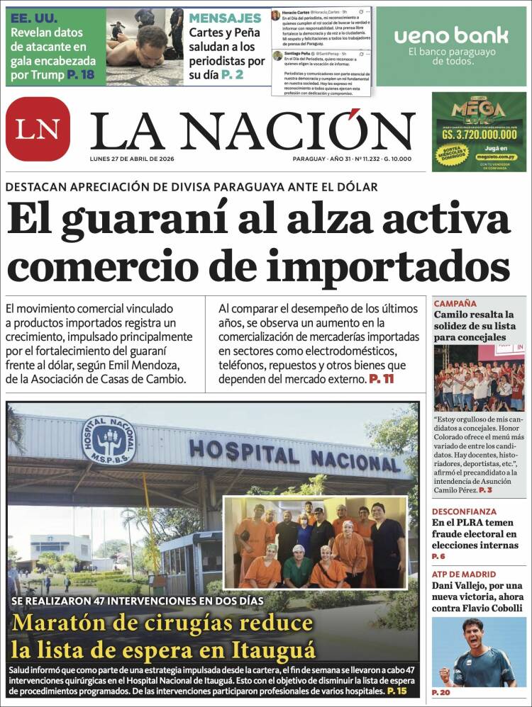 Portada de La Nación (Paraguay)