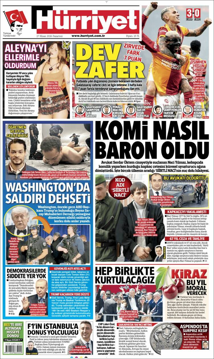 Portada de Hürriyet (Turqu&iacute;a)