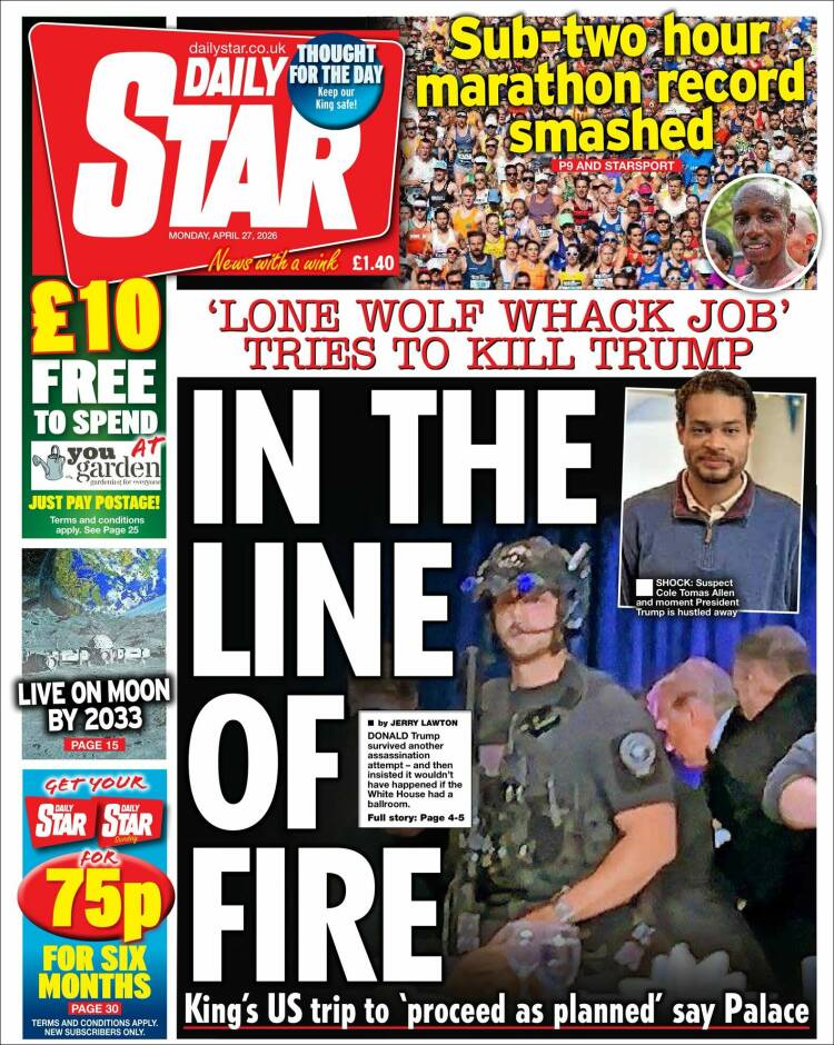 Portada de Daily Star (Reino Unido)
