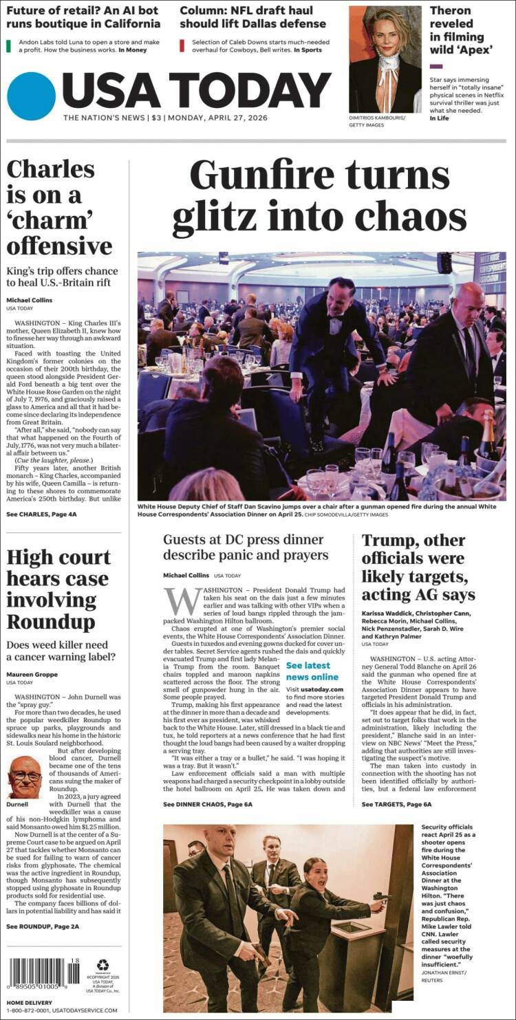 Portada de USA Today (USA)