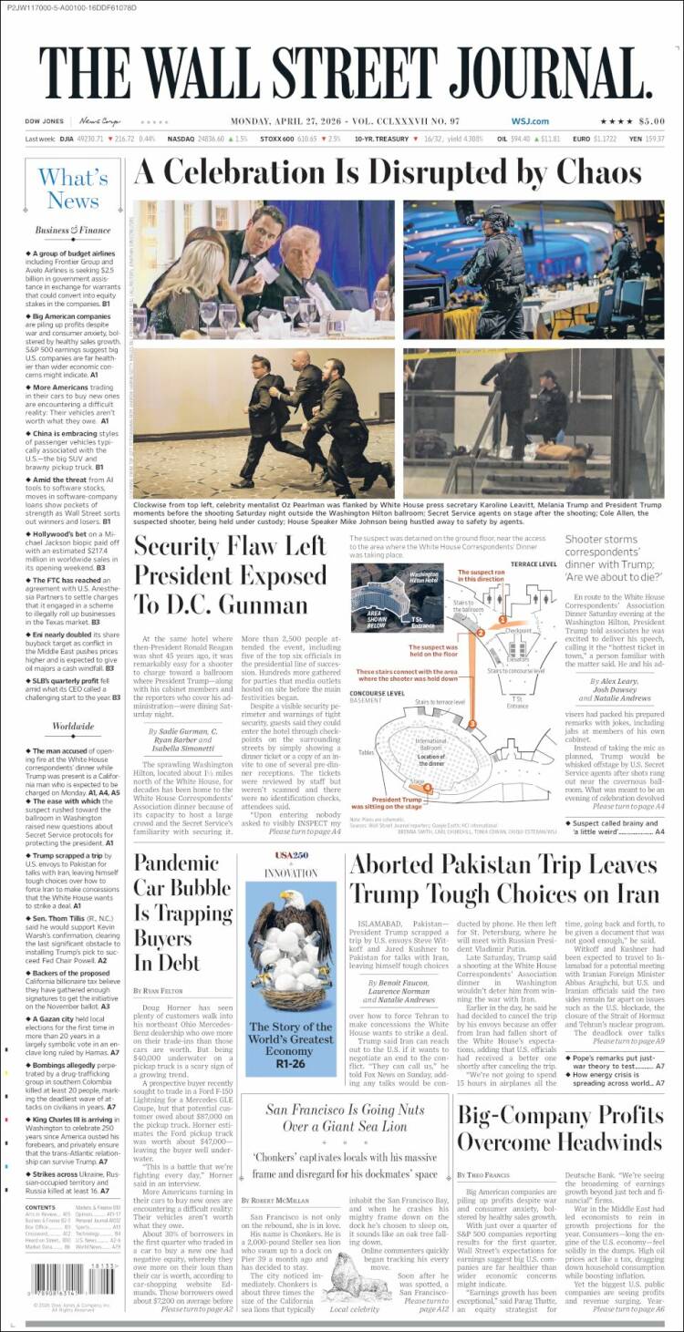 Portada de Wall Street Journal (USA)