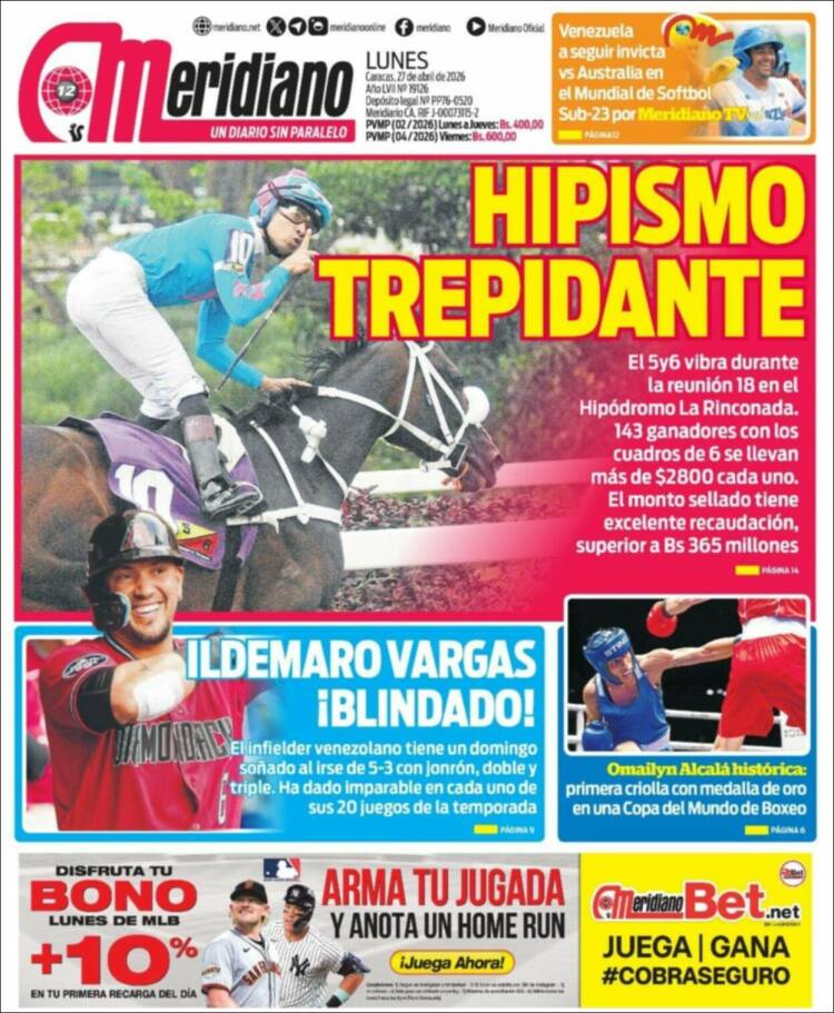 Portada de Meridiano (Venezuela)