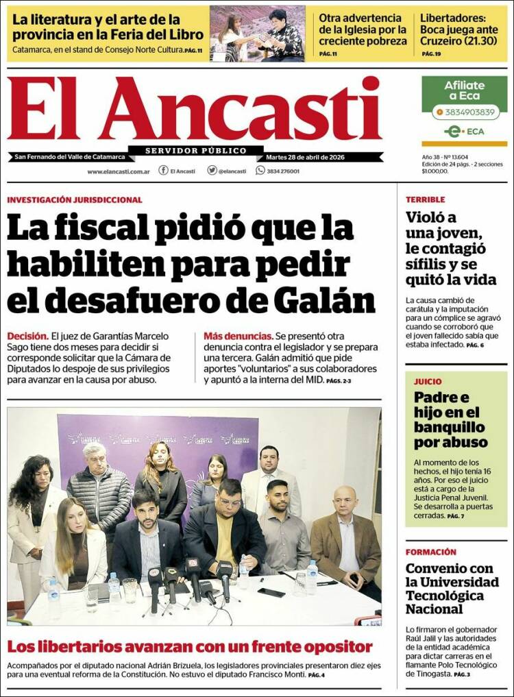 Portada de El Ancasti (Argentina)