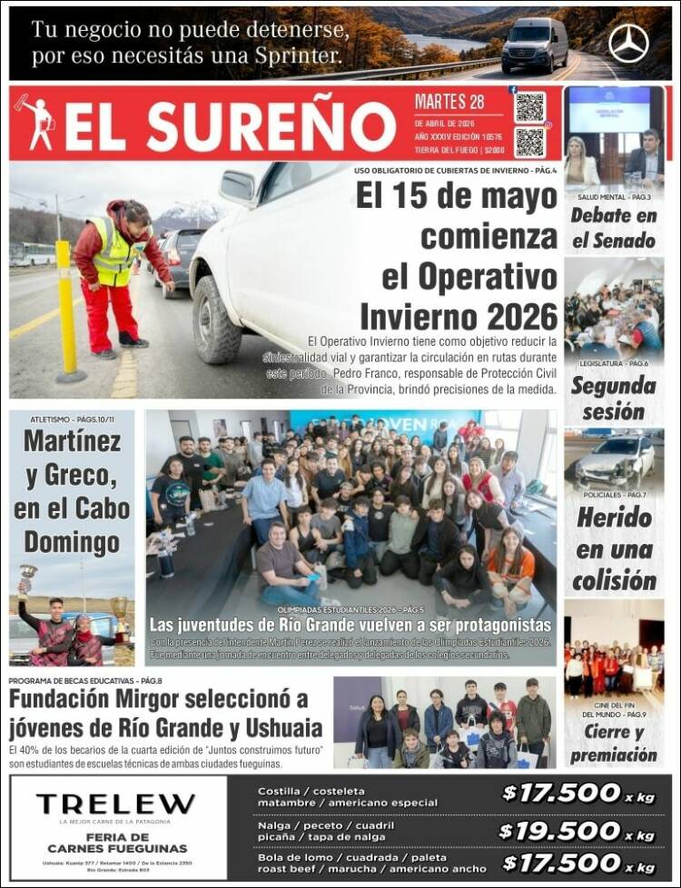 Portada de Diario El Sureño (Argentina)