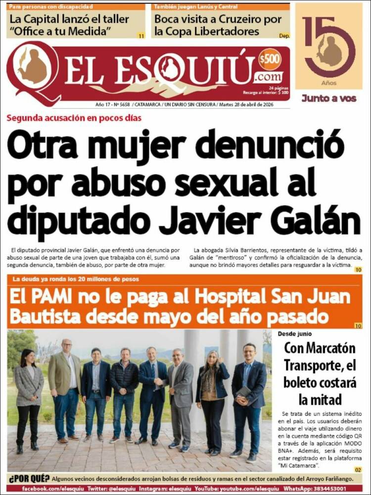 Portada de El Esquiu (Argentina)