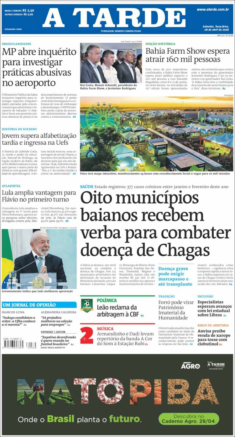 Portada de Diário A Tarde (Brasil)