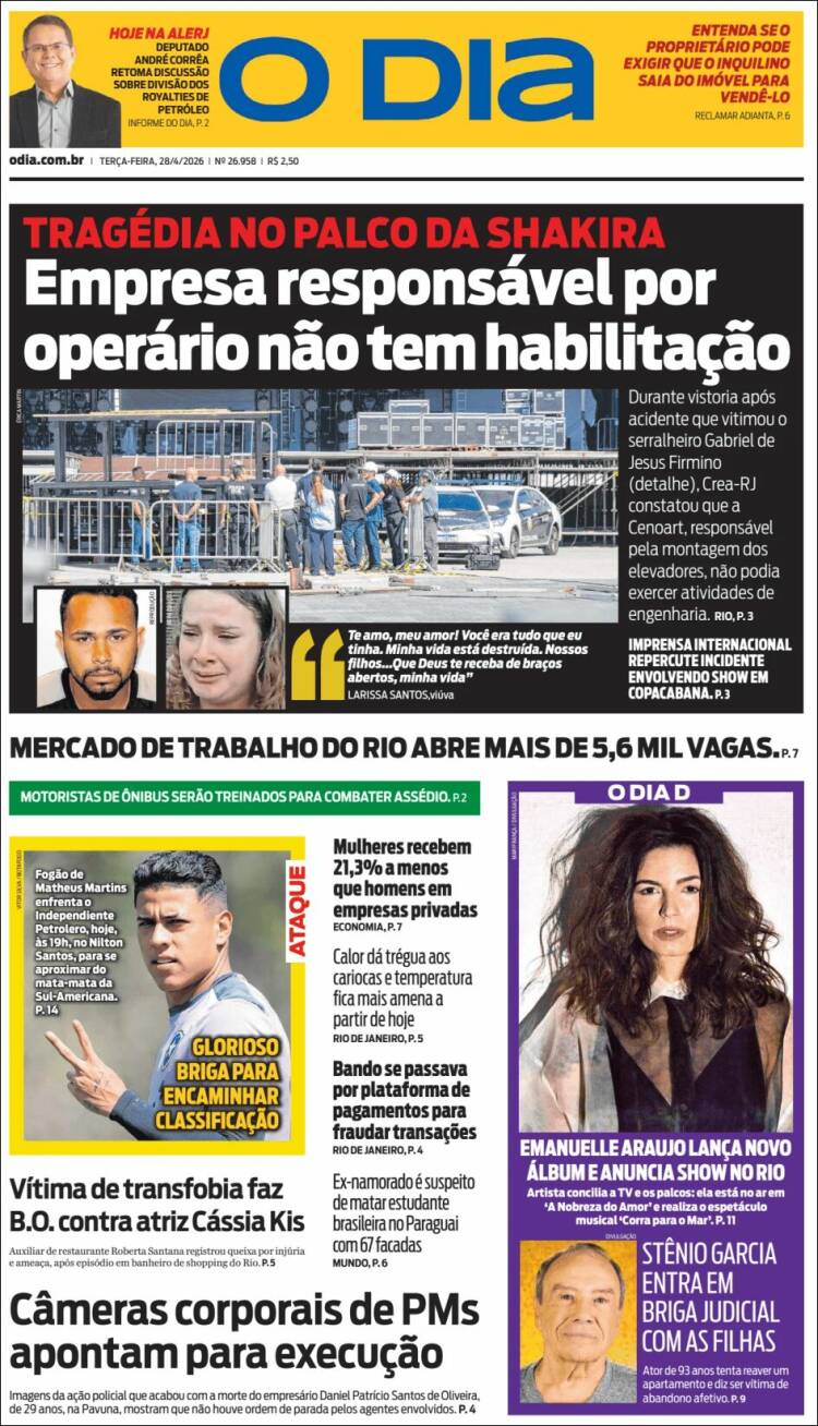 Portada de O Dia (Brasil)