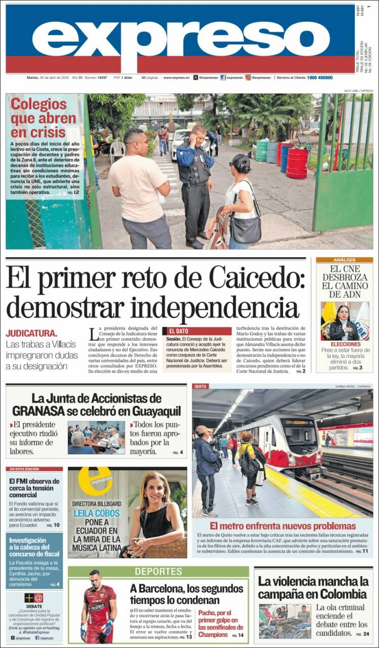 Portada de Expreso (Ecuador)
