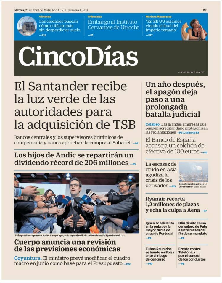 Portada de Cinco Días (Espa&ntilde;a)