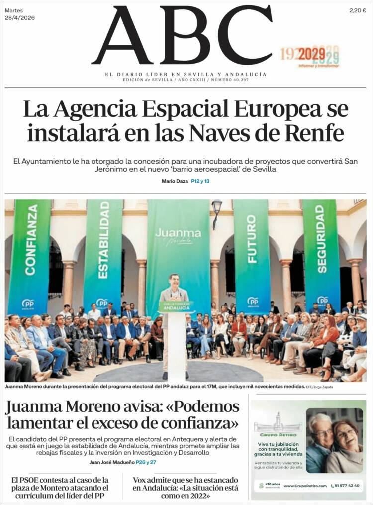 Portada de ABC - Sevilla (Espa&ntilde;a)