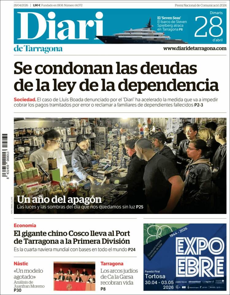 Portada de Diari de Tarragona (Espa&ntilde;a)