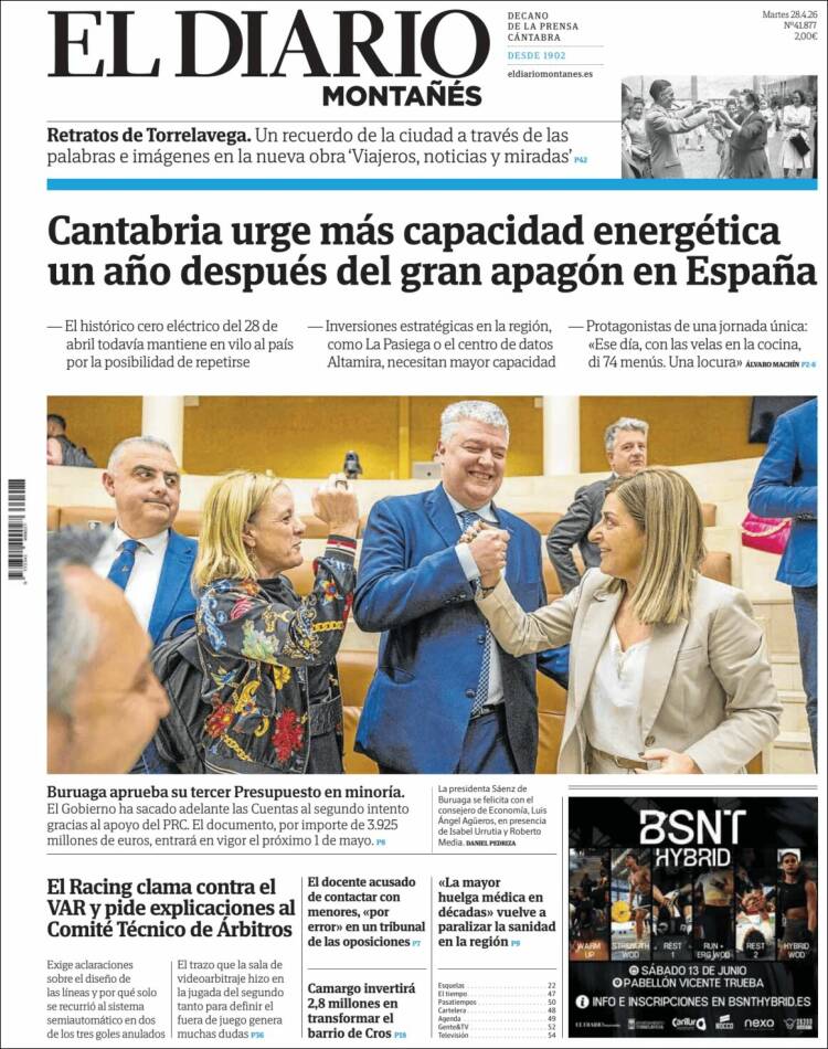 Portada de El Diario Montañés (Espa&ntilde;a)