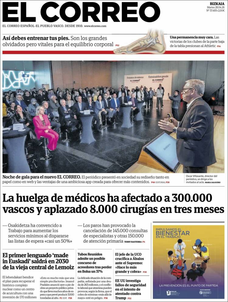 Portada de El Correo (Espa&ntilde;a)