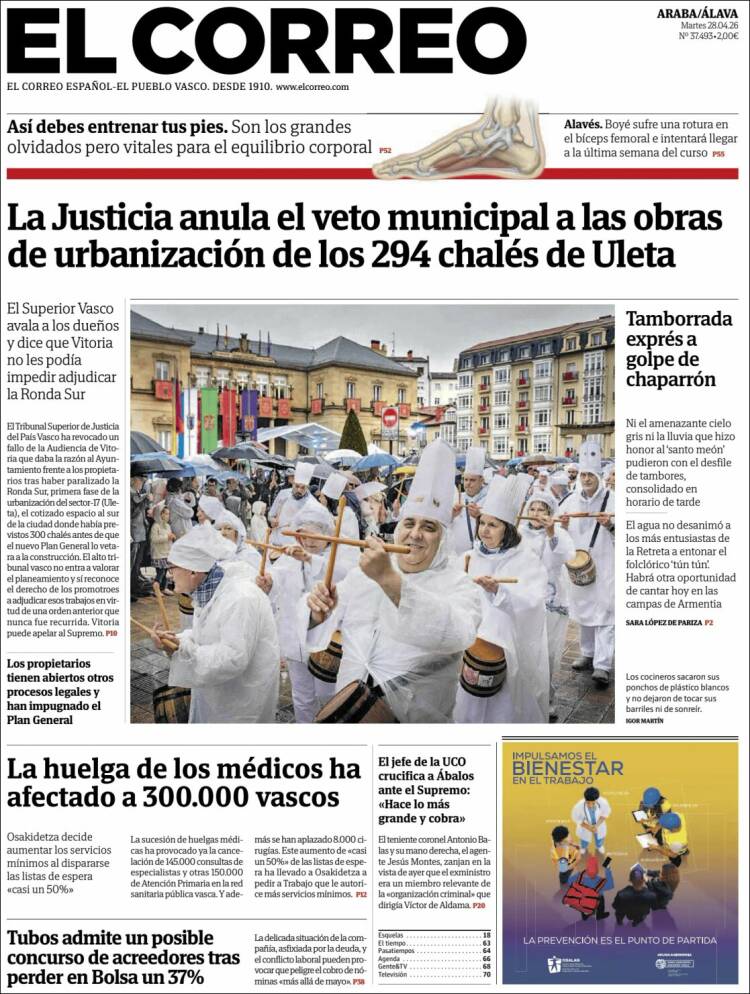 Portada de El Correo - Álava (Espa&ntilde;a)