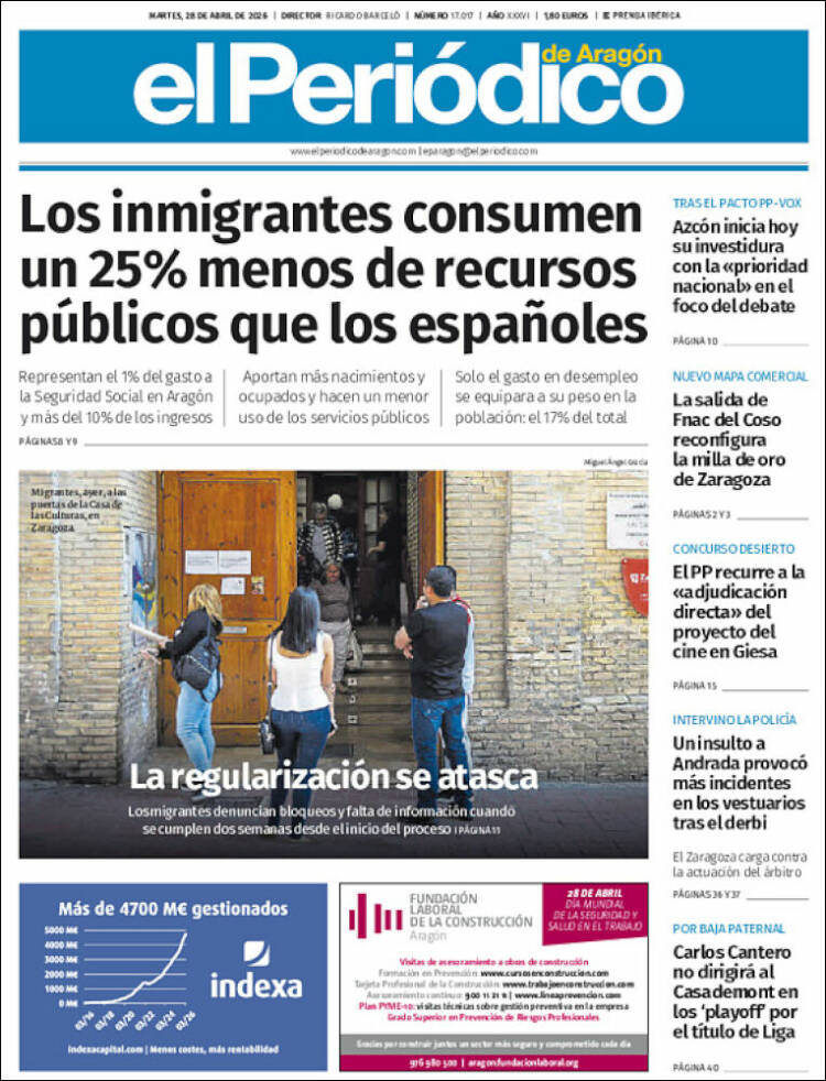 Portada de El Periódico de Aragón (Espa&ntilde;a)