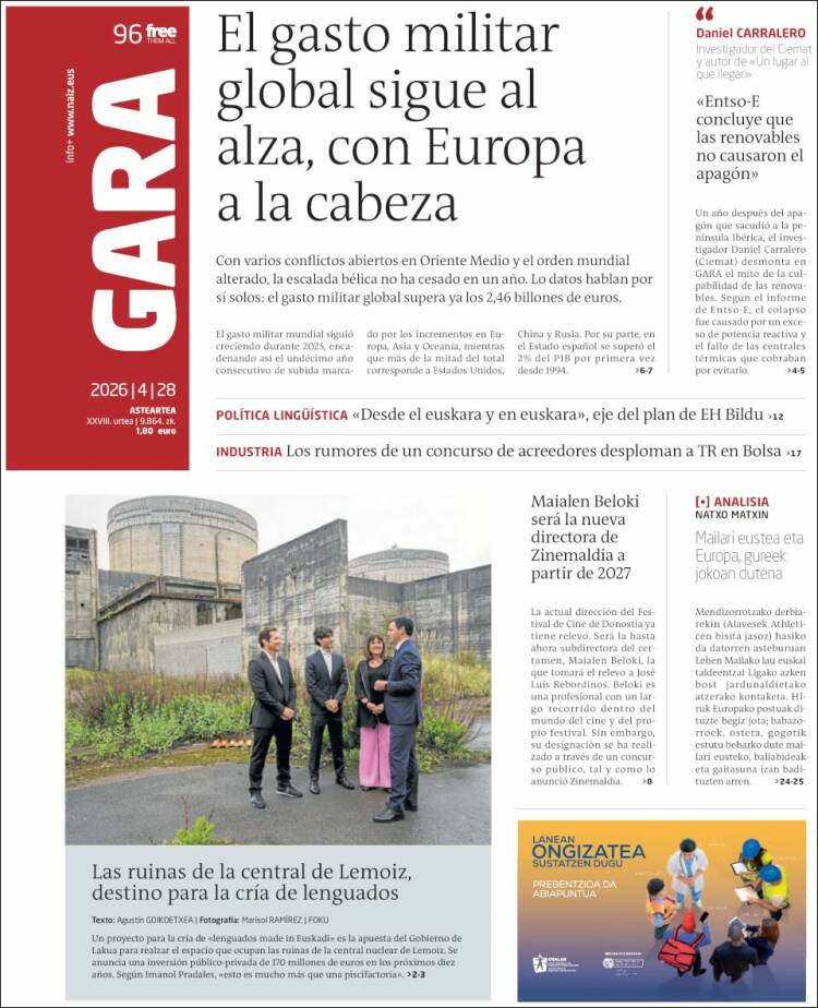 Portada de Gara (Espa&ntilde;a)