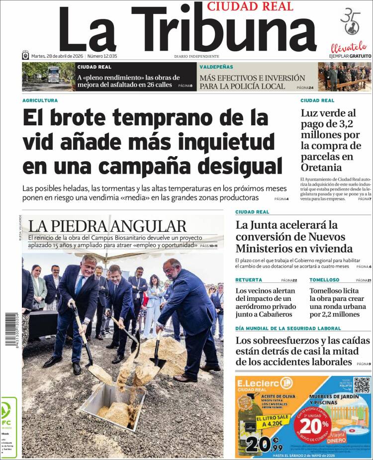 Portada de La Tribuna de Ciudad Real (Espa&ntilde;a)