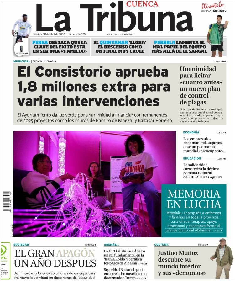 Portada de La Tribuna de Cuenca (Espa&ntilde;a)