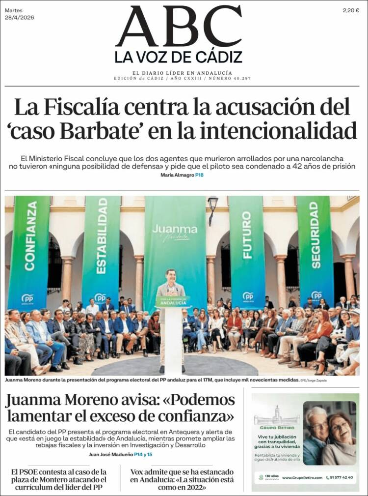 Portada de La Voz de Cádiz (Espa&ntilde;a)