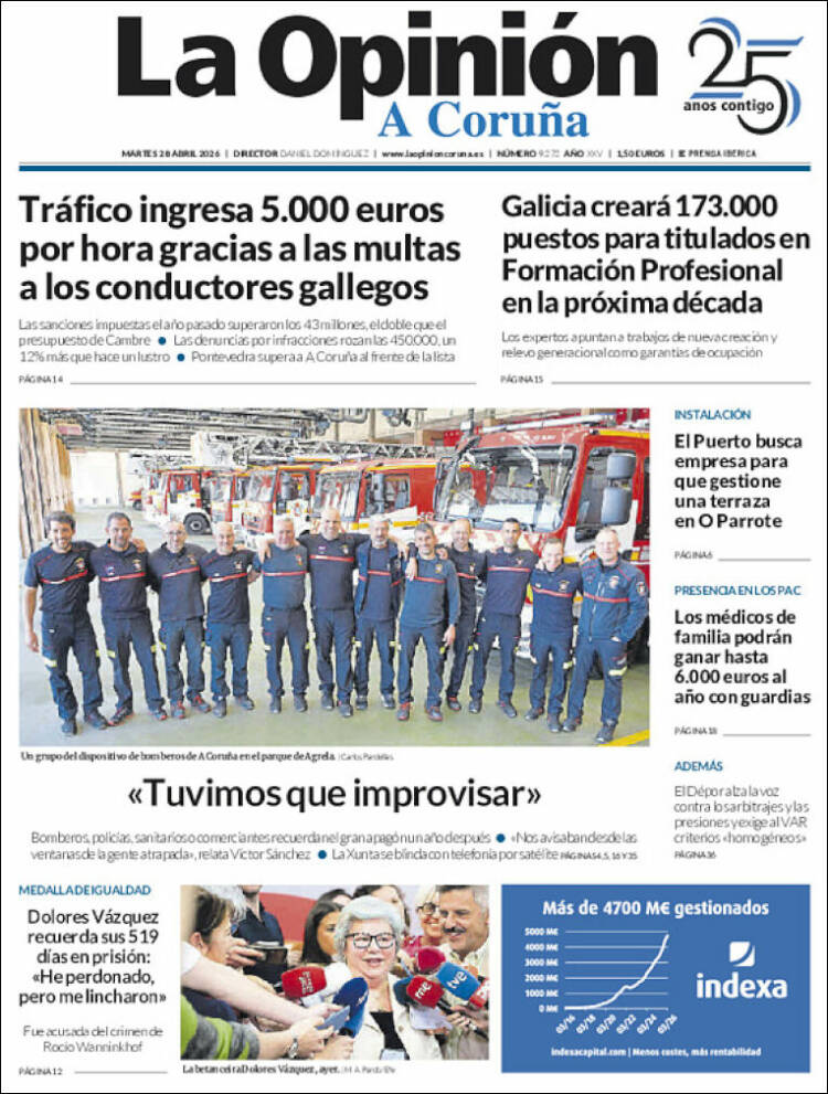 Portada de La Opinión de A Coruña (Espa&ntilde;a)