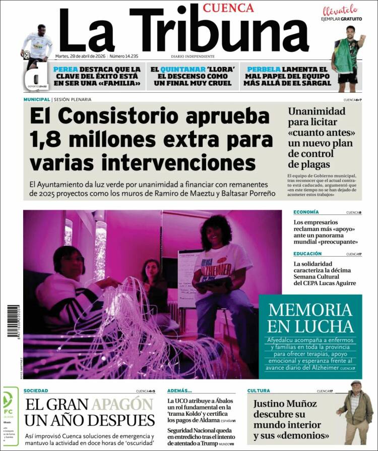 Portada de La Tribuna de Cuenca (Espa&ntilde;a)