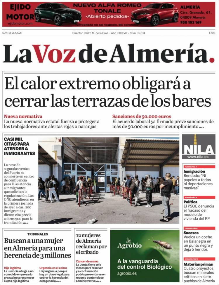 Portada de La Voz de Almería (Espa&ntilde;a)
