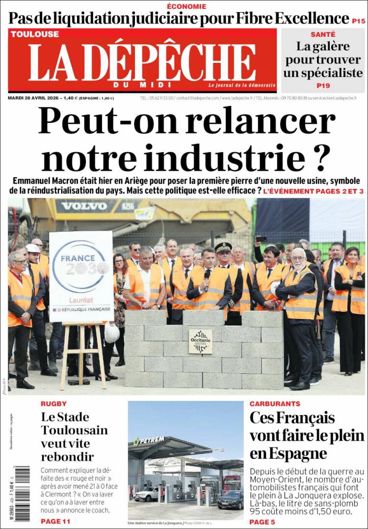 Portada de La Dépêche du Midi (Francia)