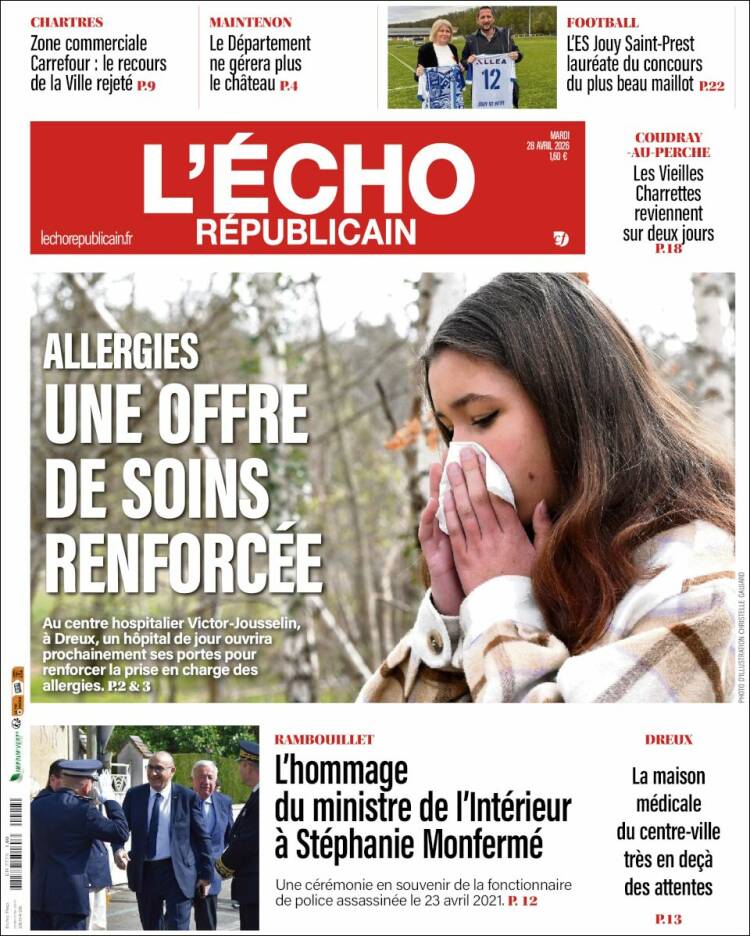 Portada de L'Echo Républicain (Francia)