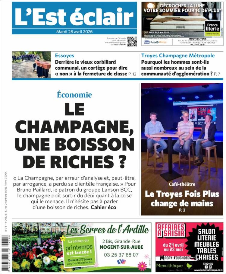 Portada de L'Est Eclair (Francia)