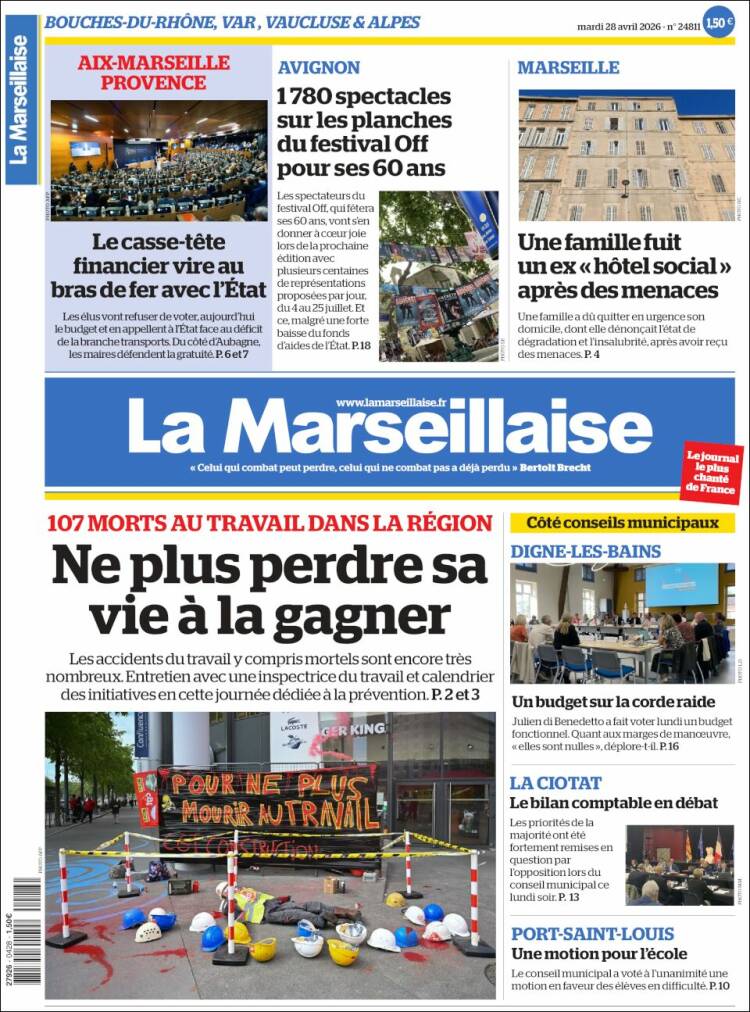Portada de La Marseillaise (Francia)