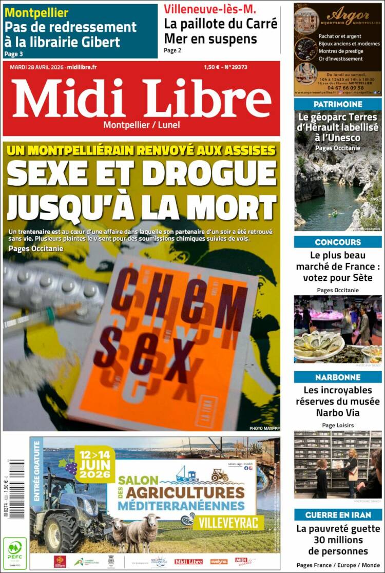 Portada de Midi Libre (Francia)