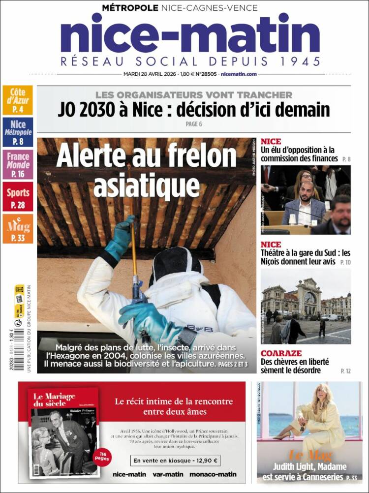Portada de Nice-Matin (Francia)