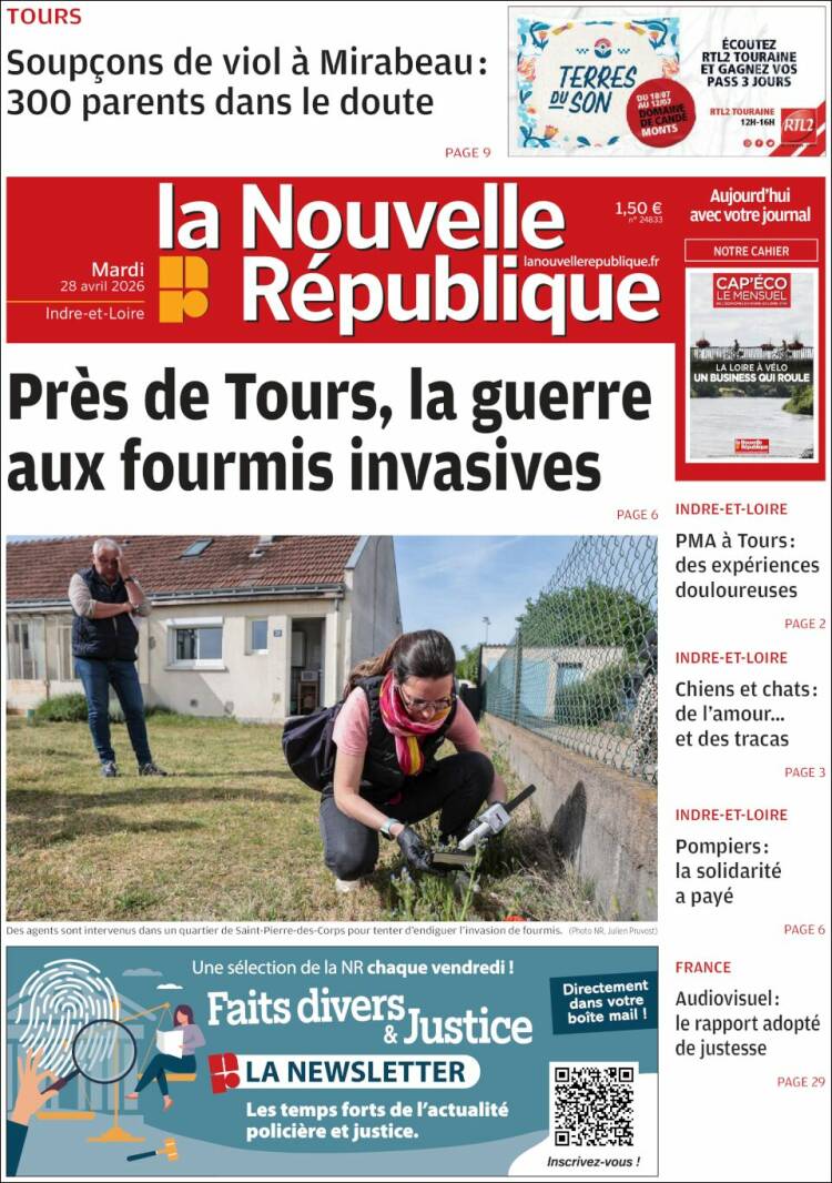 Portada de La Nouvelle Republique (Francia)