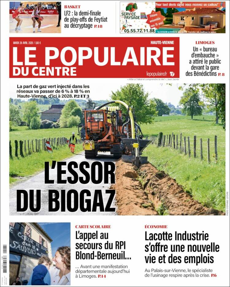 Portada de Le Populaire du Centre (Francia)